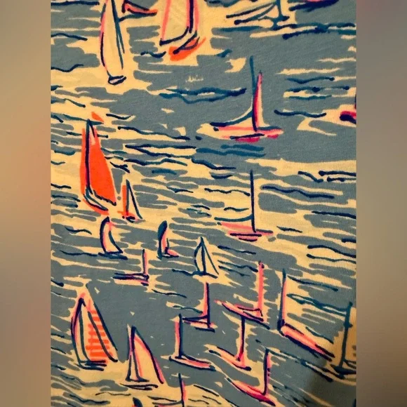 Lilly Pulitzer Blue and White Sailboat Long Sleeve Top - Picture 2 of 8